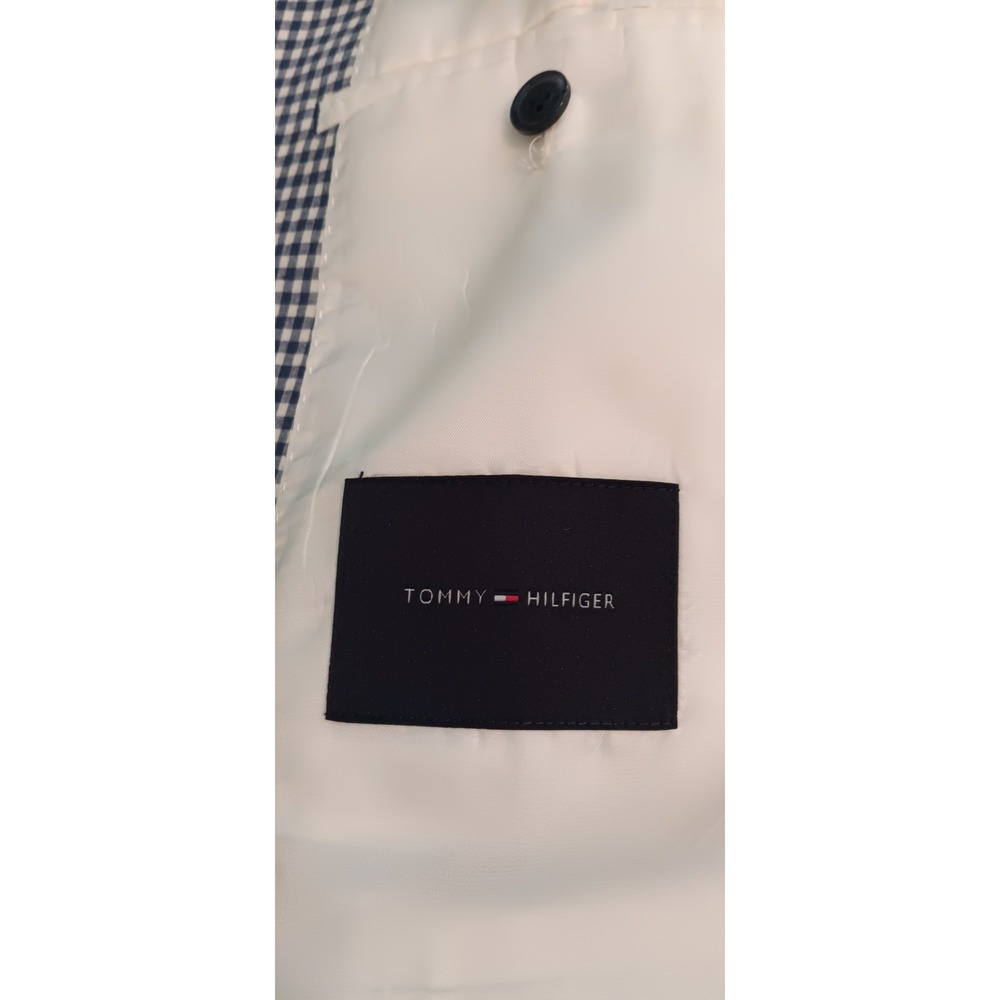 Tommy Hilfiger Blue Gingham Checkered Mens Sports Coat 44R Blazer Preppy Jacket - Picture 6 of 12